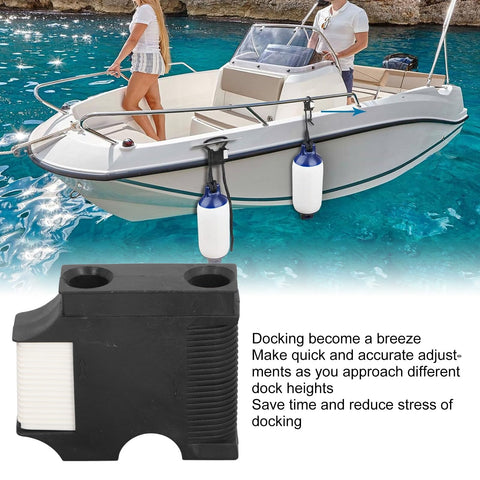 Two-pack black plastic boat fender hanger with quick-connect rail clip for docking