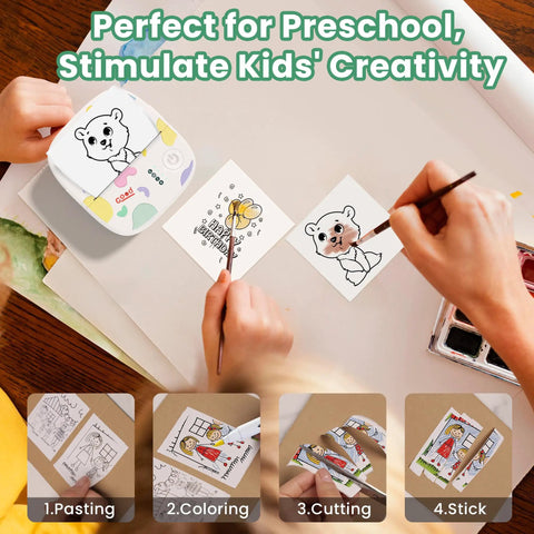 Portable Mini Sticker Printer With Bluetooth Inkless Thermal Technology with creative DIY project examples.