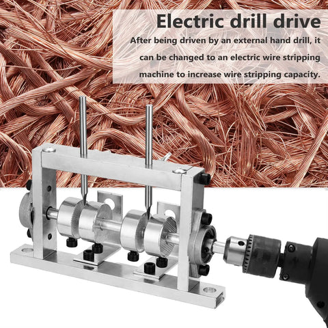 Heavy Duty Manual Wire Stripper Machine For 1-30mm Cable Stripping connected to an electric drill for enhanced wire stripping capacity.