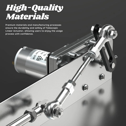 Close-up of Reciprocating 24V DC Linear Actuator showing high-quality materials and components for DIY projects and automation.