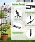 6ft Obelisk Garden Trellis For Climbing Plants Rustproof Metal Pipe With Heavy Duty Plastic Coating Outdoor Indoor Plant Support For Clematis Vine Jasmine Tomatoes And Vines Adjustable Height Black with design features