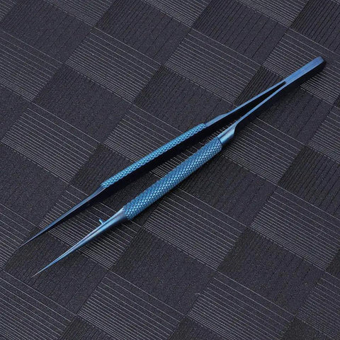 Titanium Alloy Precision Tweezers for Microsoldering and Phone Board Repair, Anti Corrosive Anti Magnetic, 0.15mm Tip, Great for Fingerprint Line, Wire Welding, and Delicate Motherboard Work, Pointed Toe, Compact 2.1 Inch Length, blue textured handle