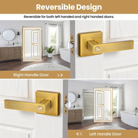 Interior Door Handles With Privacy Lock In Antique Brass Finish Old School Vintage Style Door Levers Installed on Doors