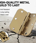 Heavy Hitting 30 Pack 3.5 Inch Premium Champagne Bronze Door Hinges Built Dang Tough From Solid Metal With Clean 5/8 Radius Edges For Smooth 270 Pivot On Every Interior Or Exterior Door Install Designed To Handle Real World Grind Daily showing a premium hinge on cracked concrete.