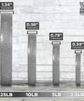 Gray weight plates showing thickness for Adjustable Barbell and Dumbbell Weight Set With 1 Inch Threaded Chrome Knurled EZ Curl Or Straight Bar Handle For Home Gym Gainz Strength Training 105 Lb Total Includes 72 Inch Bar Plates And Star Lock Collars Gray.