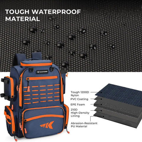 All In One Tackle Backpack With Rod Holders And Four Tackle Boxes Plus Rain Cover, 43L Waterproof Nylon Oxford Fabric