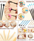 8 Lb Air Dry Clay Kit With 100Ml Gloss Glaze Varnish And 27-Piece Pottery Tools Sculpting Set showcasing various tools