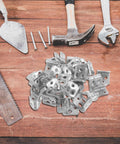 Heavy Duty Spring Clips With Soft Rubber Design, 100 Pack S Clips for sofa and furniture repair on a wooden table with tools