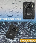 1440P UHD Ambarella H22 Body Worn Camera With 128GB IP65 waterproof and shockproof features shown