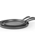 Three Piece Cast Iron Griddle Set Pre Seasoned For Easy Cooking Includes 8 Inch 10 Inch And 12 Inch Griddles Works On All Cooktops Including Induction Ideal For Stovetop Oven Campfire And Outdoor Barbecues Cook Up A Storm