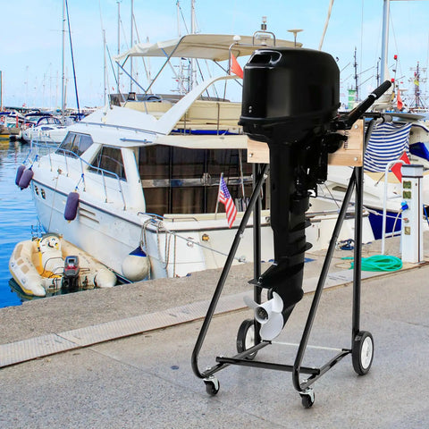Heavy Duty Outboard Boat Motor Stand Carrier Cart Dolly for Storage and Maintenance Pro Steel Frame Supports 330 Lbs Capacity