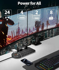 24 Outlet Power Hub With 6 USB Ports And 2 USB C Ports 1875W 15A Surge Protector on desk with monitors