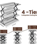 Game-Changing 4-Tier Collapsible Cooling Rack for Baking with dimensions and folding grid design for space-saving kitchen use