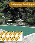 10 Piece Beefy Brass Pool Cover Anchors Screws Kit For Concrete Pools on solid green pool cover background