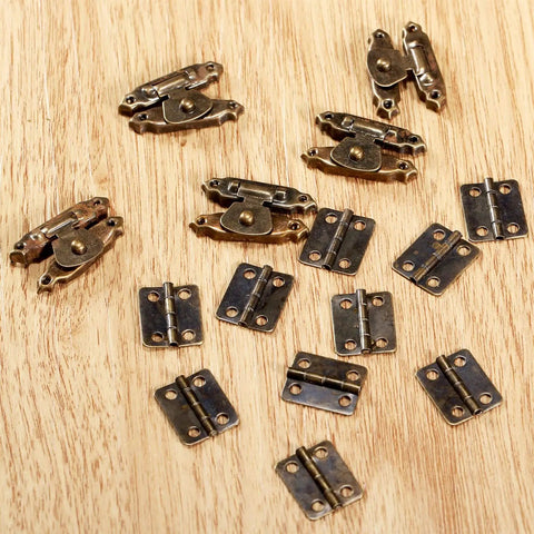 Slide Bolt Door Lock Hasp Kit for Doors Gates Cabinets and Furniture Includes 5 Box Latch Hasps and 10 Cabinet Fittings with Screws