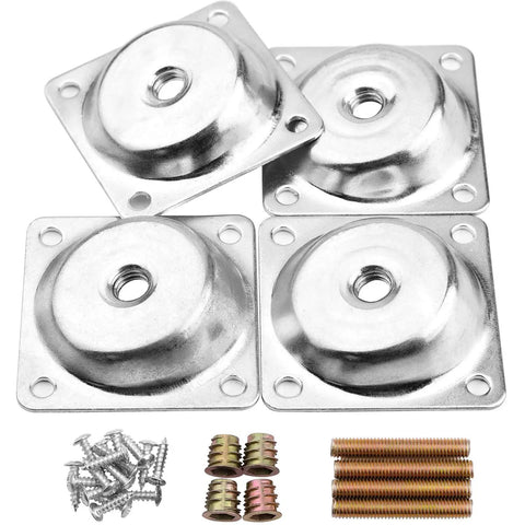 14 Degree Angled Leg Mounting Plates For Sofa And Furniture Repair No Wobble Fix Full Set Of 4 With M8 Screws Hanger Bolts And Converters