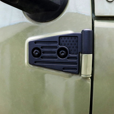 Jeep Wrangler JK Door Hinges Kit Replacement Aluminum Black 8 Pcs For 2007 2018 JK JKU Rubicon Sahara 4 Door installed view
