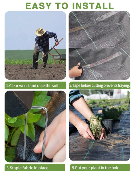 Steps to install Heavy Duty Weed Barrier Landscape Fabric 6.5 Ft By 300 Ft Premium 3 Oz Geotextile Garden Fabric