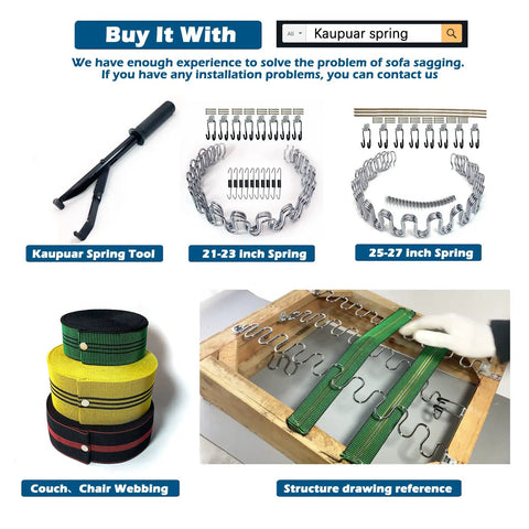 Top Access Universal Upholstery Spring Stretcher Lever Kit Slick Tool For Sofa And Recliner Repair No Sweat Extension Spring Installation Game Changer Furniture Fix Heavy Duty Handle Safe Efficient Design Knock Out Broken Coils Smoothly includes Kaupuar Spring Tool and various spring sizes.