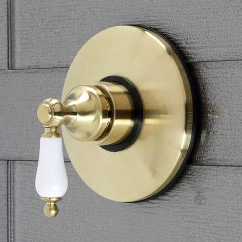 Old School Vintage Volume Control With Lever Handle In Brushed Brass Finish Solid Brass Build One Half Inch NPT Connection ADA Compliant