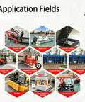 Application fields showcasing Rugged Electric Hydraulic Cylinder Linear Actuator uses in various machinery and equipment like lifts and loaders.