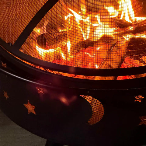 32 Inch 2 In 1 Outdoor Fire Pit Round Metal Firepit For Backyard Patio Garden Bonfires, Camping And BBQ, Includes Spark Screen, Poker, Grate