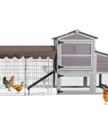Mobile Chicken Coop With Run Wheels and Waterproof Cover, Removable Iron Tray, Large Nesting Box, Ventilated Sliding Window