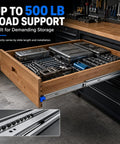 Beefy Full Extension Heavy Duty Drawer Slides With Ball Bearings, Quiet Smooth Glide, Side Mount Rails For Cabinets And Tool Chests, High Capacity Load, Rust Resistant Steel, Easy Install, 3 Fold Extension on open tool drawer