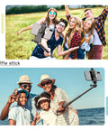 Group using Phone Tripod Mount With Wireless Remote And Adjustable Clamp for selfies outdoors