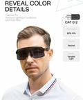 Man wearing sunglasses with UV400 Replacement Lenses For Ray-Ban Meta Wayfarer RW4006 50mm Adapt Gray Photochromic.