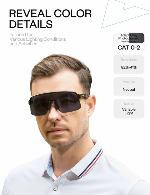 Man wearing sunglasses with UV400 Replacement Lenses For Ray-Ban Meta Wayfarer RW4006 50mm Adapt Gray Photochromic.