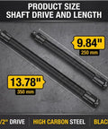 Two lengths of Half Inch Flexible Shaft Extension With 360 Degree Angled Rod, Torque Socket Connector For Tight Spaces shown