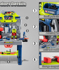 Image of Awesome Kids Tool Workshop Set: 32-Inch Folding Workbench With 35+ Accessories, featuring electric drill toy, tool storage, and STEM play activities.