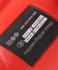 Close-up of specifications label on Pro Grade Electric Tile Bevel Cutter With 1200w Motor And 13000 RPM Spin for heavy duty jobs.