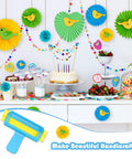 Wave Shaper Paper Crimper For Crafts AngleKai Craft Crimper Tool on a colorful party decoration background with blue and yellow accents.
