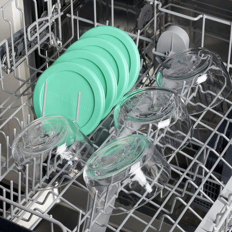 Two Cup Glass Storage Containers With Lids Set Of Four Mint Snugfit Lids Keeps Leftovers Fresh For Meal Prep in dishwasher
