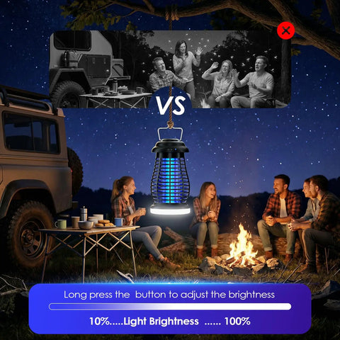 Cordless Bug Zapper For Indoor Outdoor Use With 4800mAh Rechargeable Battery Auto On Off Portable Mosquito Killer in camping setup