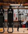 Heavy Duty Stainless Steel Shovel And Axe Holder Mount For Pickup Truck Bed And Roof Rack With Quick Release Rubber Clamps Hella Tight Offroad Rig Gear Black 4 Piece Kit size comparison image showing dimensions in inches.