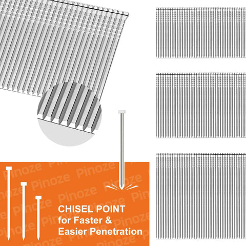 Built Tough 304 Stainless Steel Finish Nails 1200 Count 16 Gauge Bundle 2-1/2 2 1-1/2 Inch Assorted Collection with chisel point.