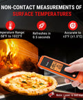 2 In 1 Infrared Thermometer With Meat Probe For Grilling And Cooking used to measure pizza oven temperature, non contact laser.