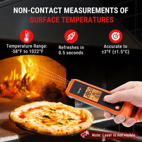 2 In 1 Infrared Thermometer With Meat Probe For Grilling And Cooking used to measure pizza oven temperature, non contact laser.