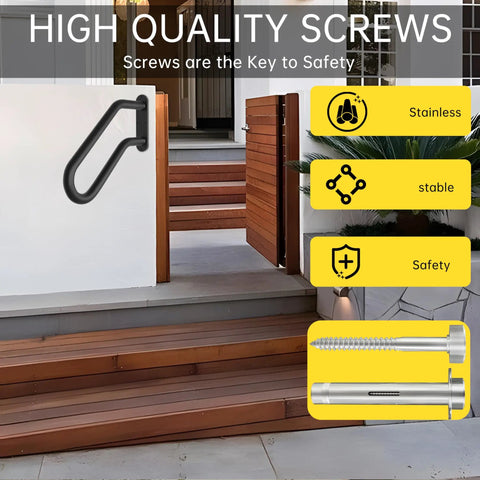 Built Different Heavy Duty U Shaped Safety Handrail For Outdoor Steps And Indoor Porch Metal Wall Mount Rail with stainless screws.