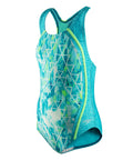 Girls One Piece Swimsuit With Thick Straps Racer Back Printed UPF 50 Plus Sun Protection Chlorine Resistant Creora Highclo