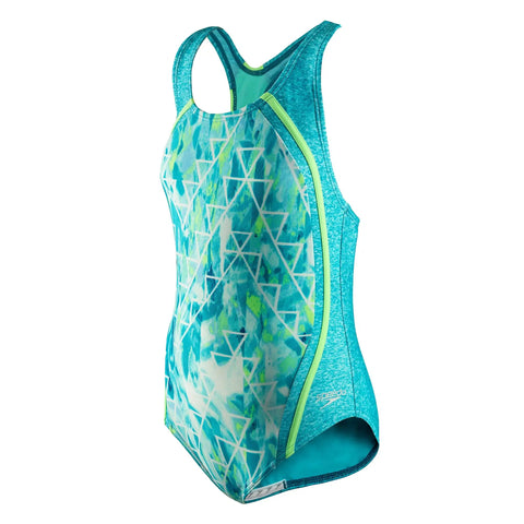 Girls One Piece Swimsuit With Thick Straps Racer Back Printed UPF 50 Plus Sun Protection Chlorine Resistant Creora Highclo