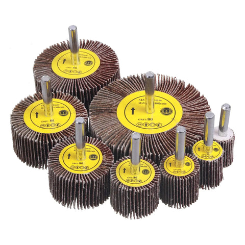 40 Pack One Quarter Inch Shank Abrasive Flap Wheel Sander Set, 80 Grit Aluminum Oxide Flap Wheels Cylindrical Shape for Drills