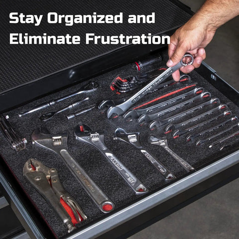 Heavy Duty Toolbox Foam Organizer With Custom Kaizen Shadow Cuts For Pro Tool Control And Hella Secure High Density Workshop Storage 54 Inches Black And Red Trim