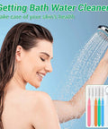 Woman using Shower Head Revival All In One Cleaning Kit With 50 Ultra Fine Nylon Brushes And 20 Surgical Steel Picks