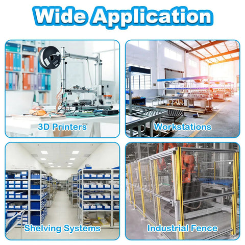 Applications for All In One 240Pcs M5 T Nuts And Screws Hardware Kit include 3D printers, workstations, shelving systems, and industrial fences.