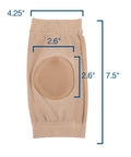 Beige Ankle Bone Protection Socks With Gel Pads For Boots And Skates, Malleolar Sleeves For Pain Relief showing dimensions.