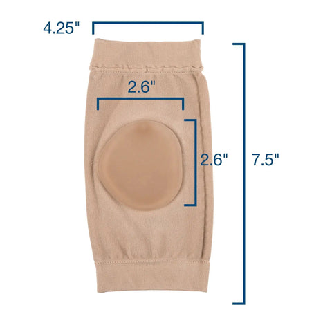 Beige Ankle Bone Protection Socks With Gel Pads For Boots And Skates, Malleolar Sleeves For Pain Relief showing dimensions.